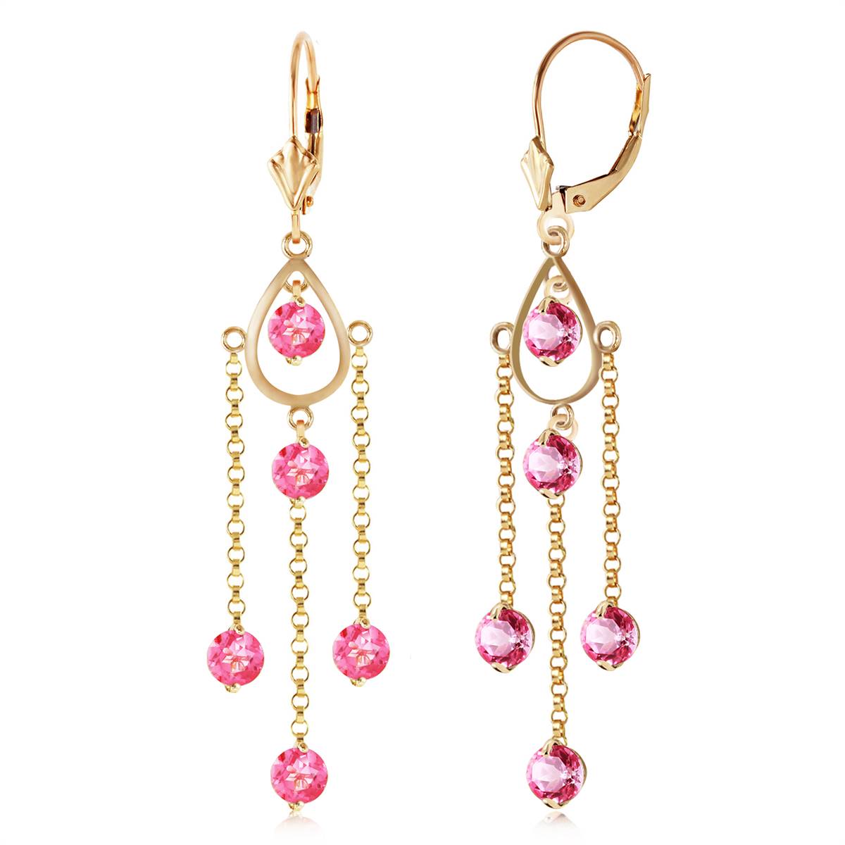 3 Carat 14K Solid Yellow Gold Gilded Age Pink Topaz Earrings