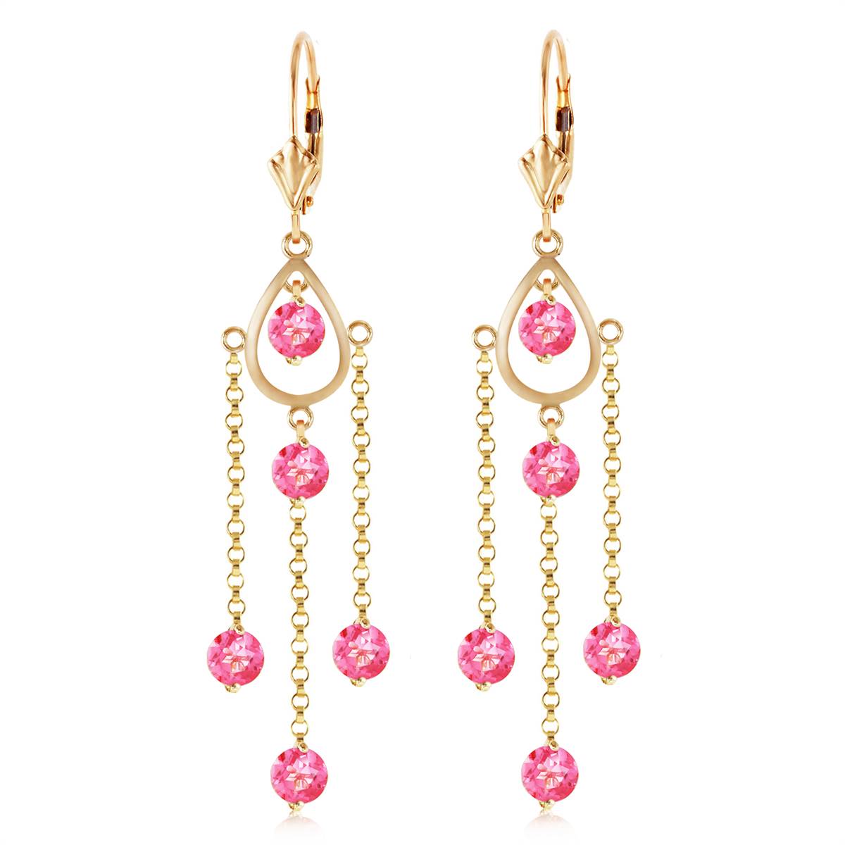 3 Carat 14K Solid Yellow Gold Gilded Age Pink Topaz Earrings