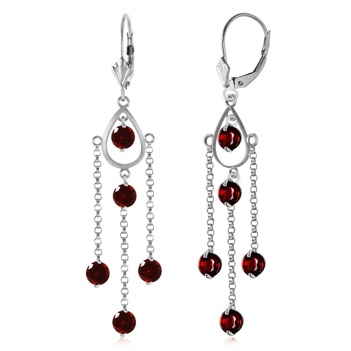 3 Carat 14K Solid White Gold No Absolute Completion Garnet Earrings