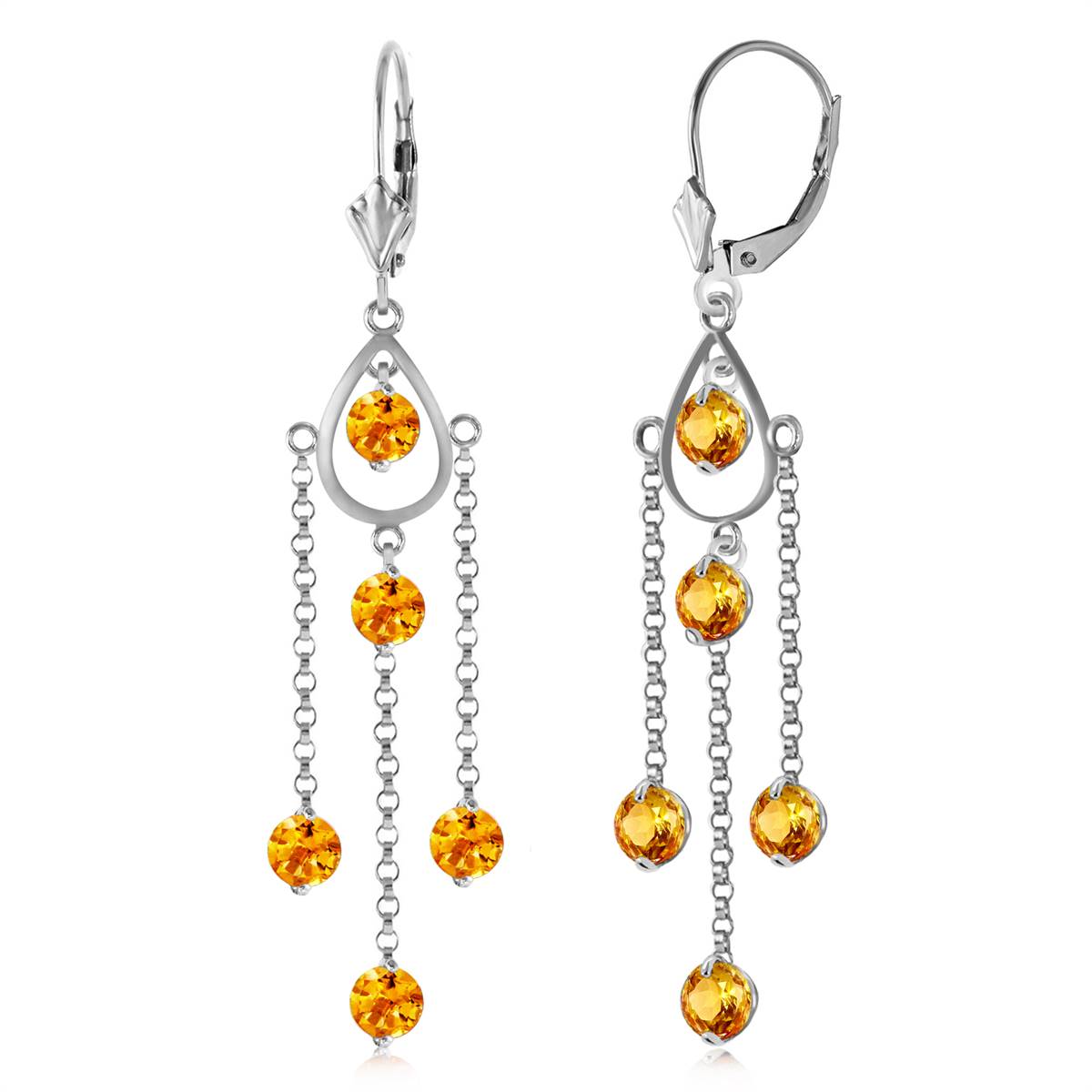 3 Carat 14K Solid White Gold Walking In The Sand Citrine Earrings