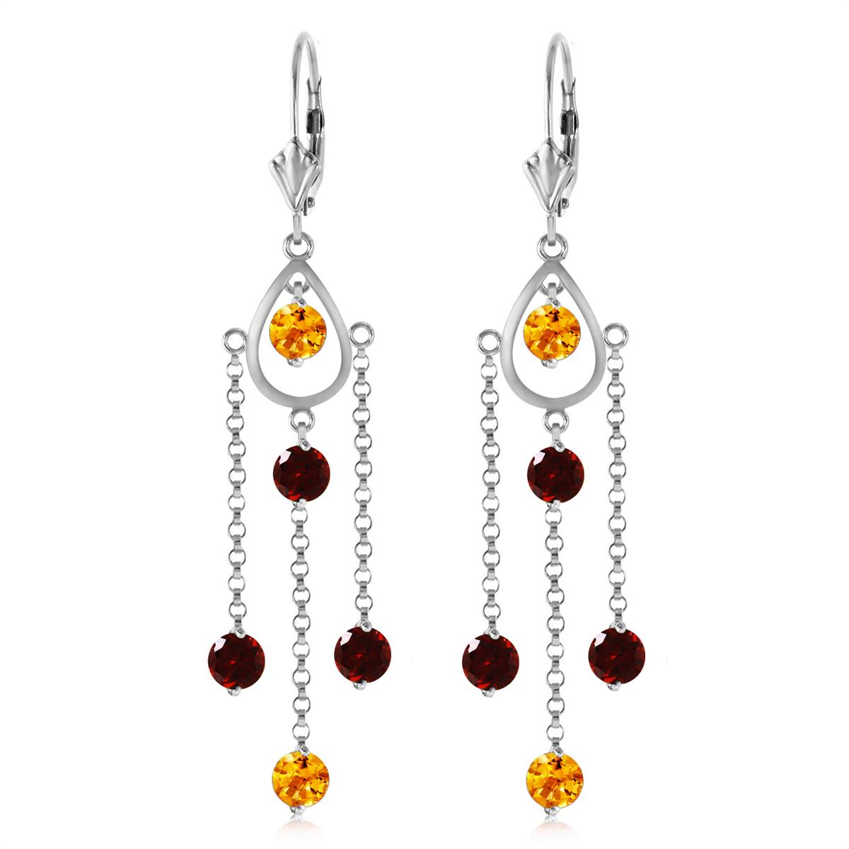 3 Carat 14K Solid White Gold Freedom Costs Citrine Garnet Earrings