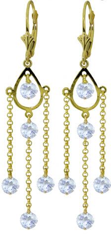 3 Carat 14K Solid White Gold Chandelier Earrings Natural Aquamarine