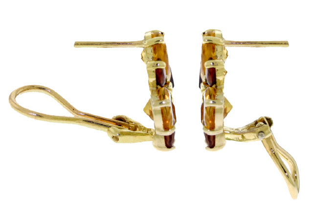 4.85 Carat 14K Solid White Gold French Clips Earrings Citrine Garnet