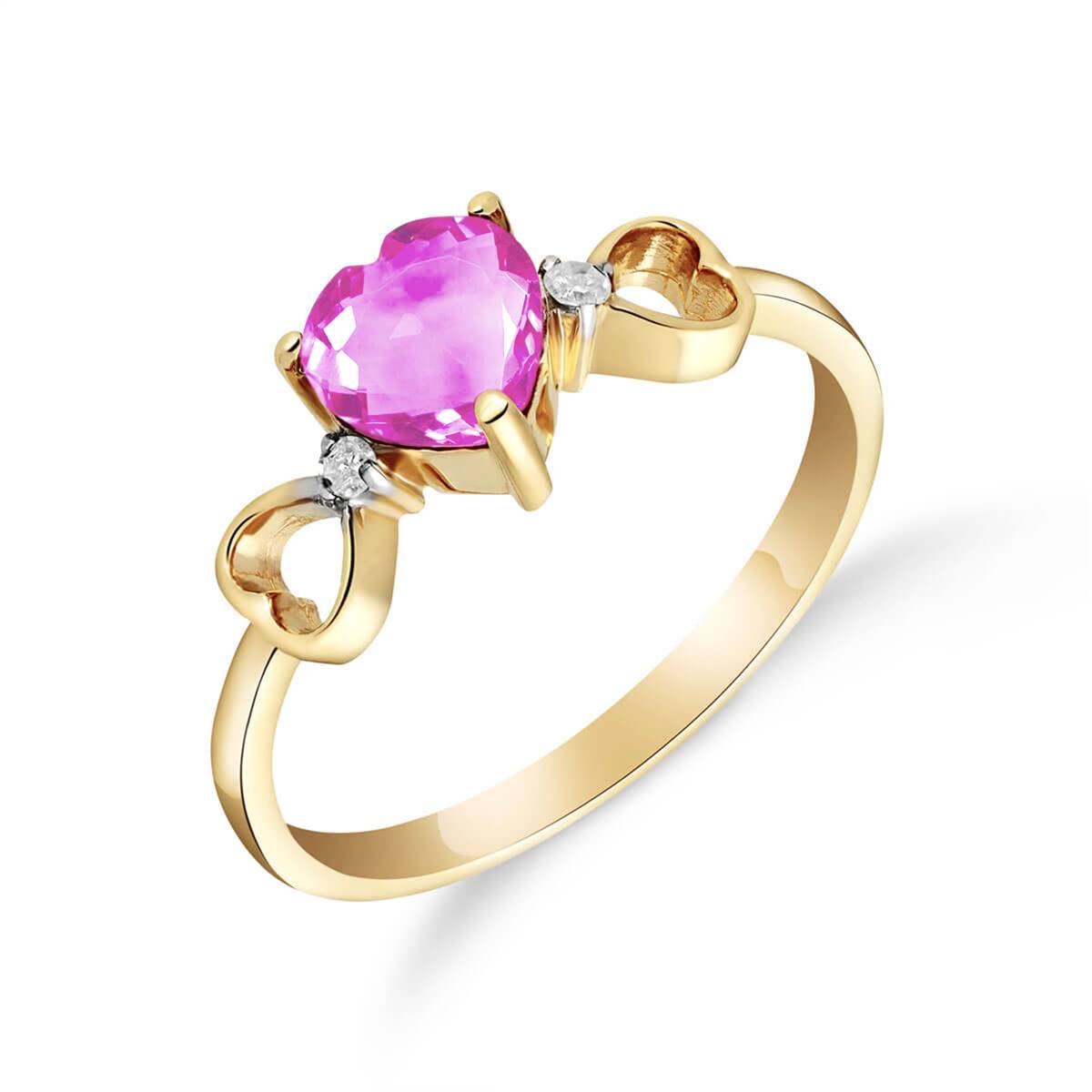 0.96 Carat 14K Solid Yellow Gold Ring Diamond Pink Topaz