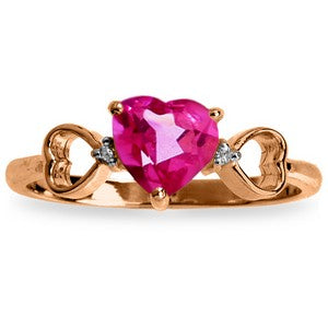 0.96 Carat 14K Solid Rose Gold Ring Diamond Pink Topaz