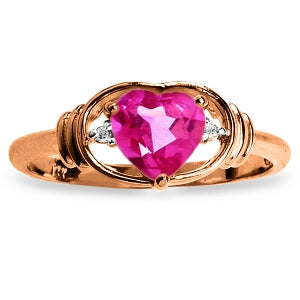 0.96 Carat 14K Solid Rose Gold Glory Pink Topaz Diamond Ring