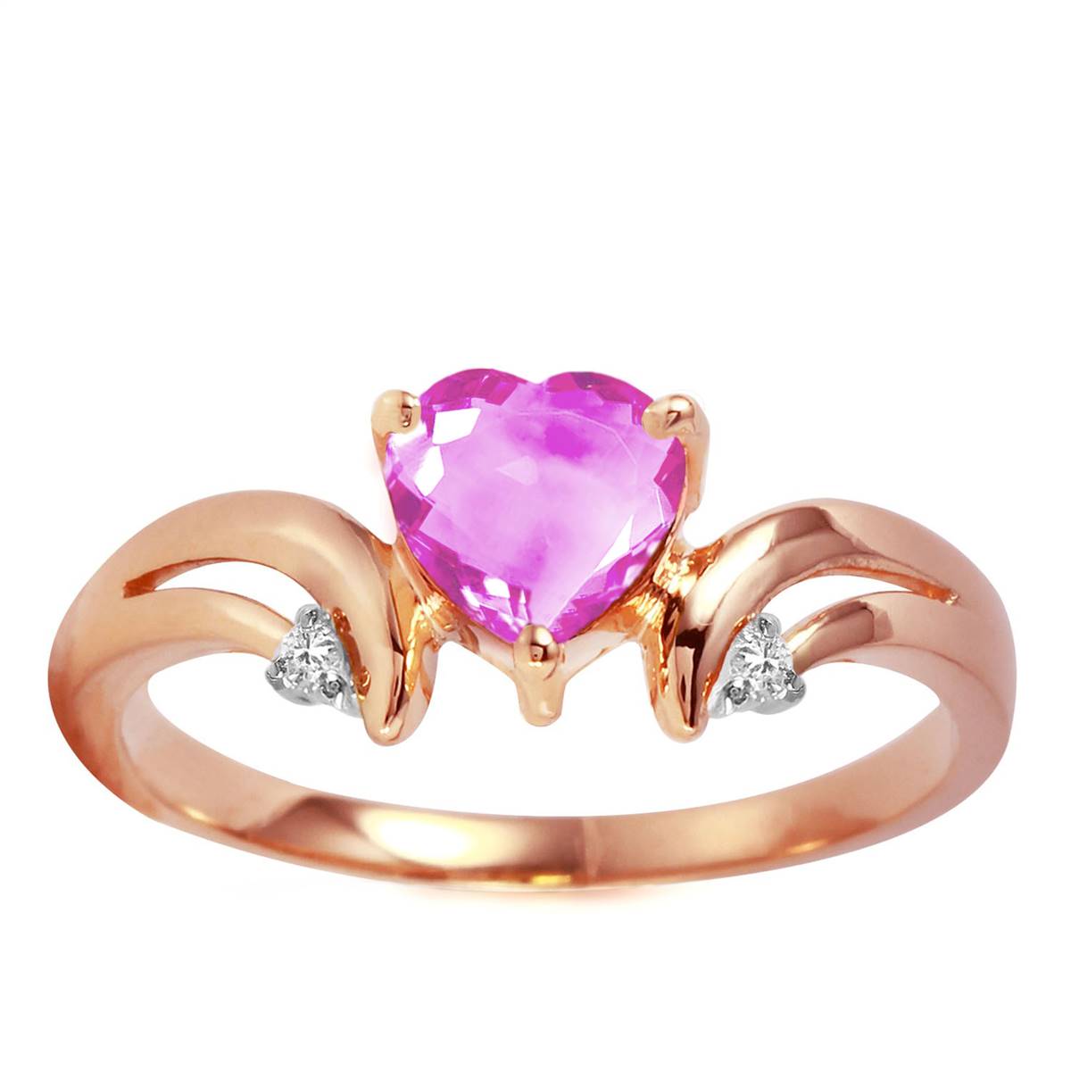 0.96 Carat 14K Rose Heart Pink Topaz Diamond Ring