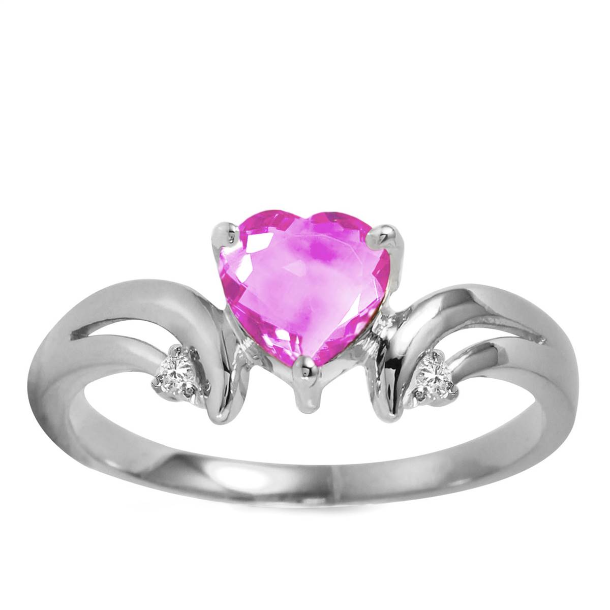 0.96 Carat 14K Solid White Gold Evening Song Pink Topaz Diamond Ring