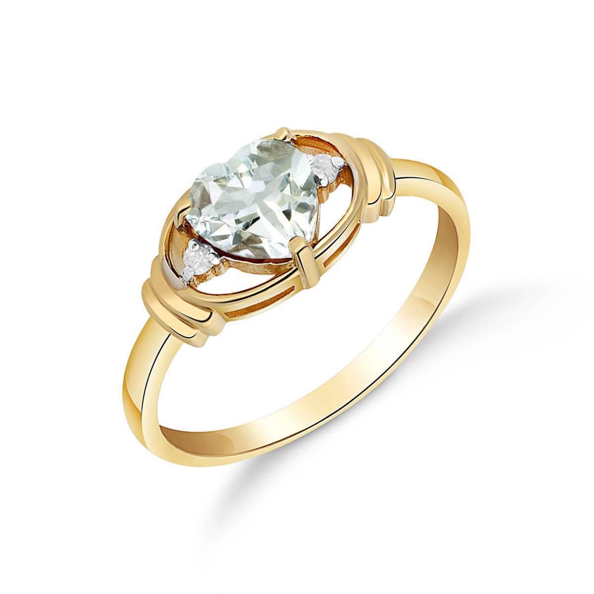 0.96 Carat 14K Solid Yellow Gold Versailles Aquamarine Diamond Ring
