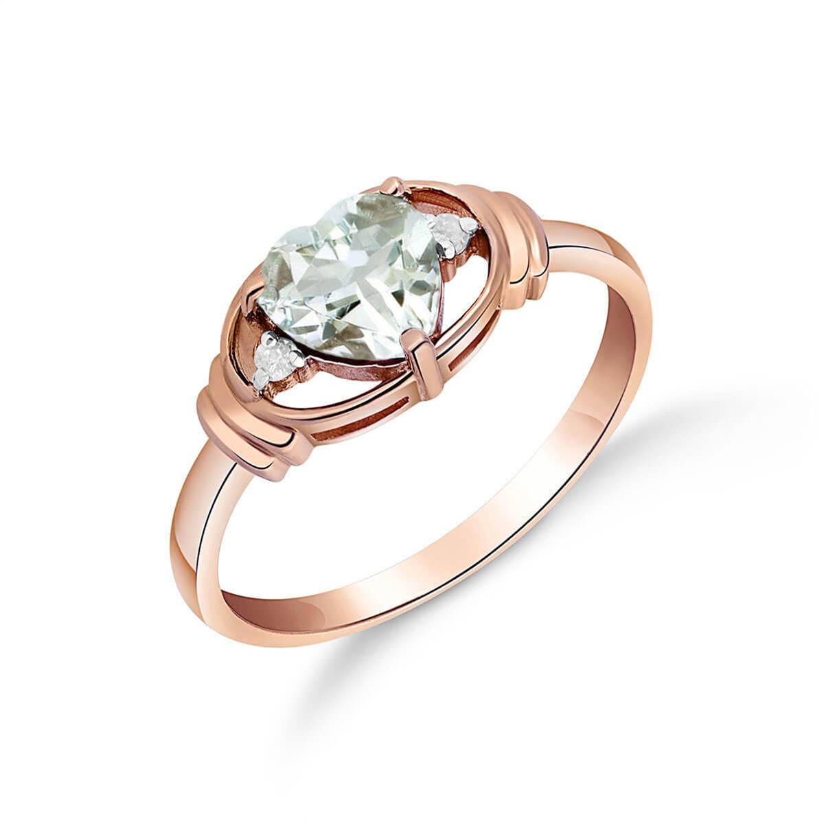 0.96 Carat 14K Solid Rose Gold Glory Aquamarine Diamond Ring