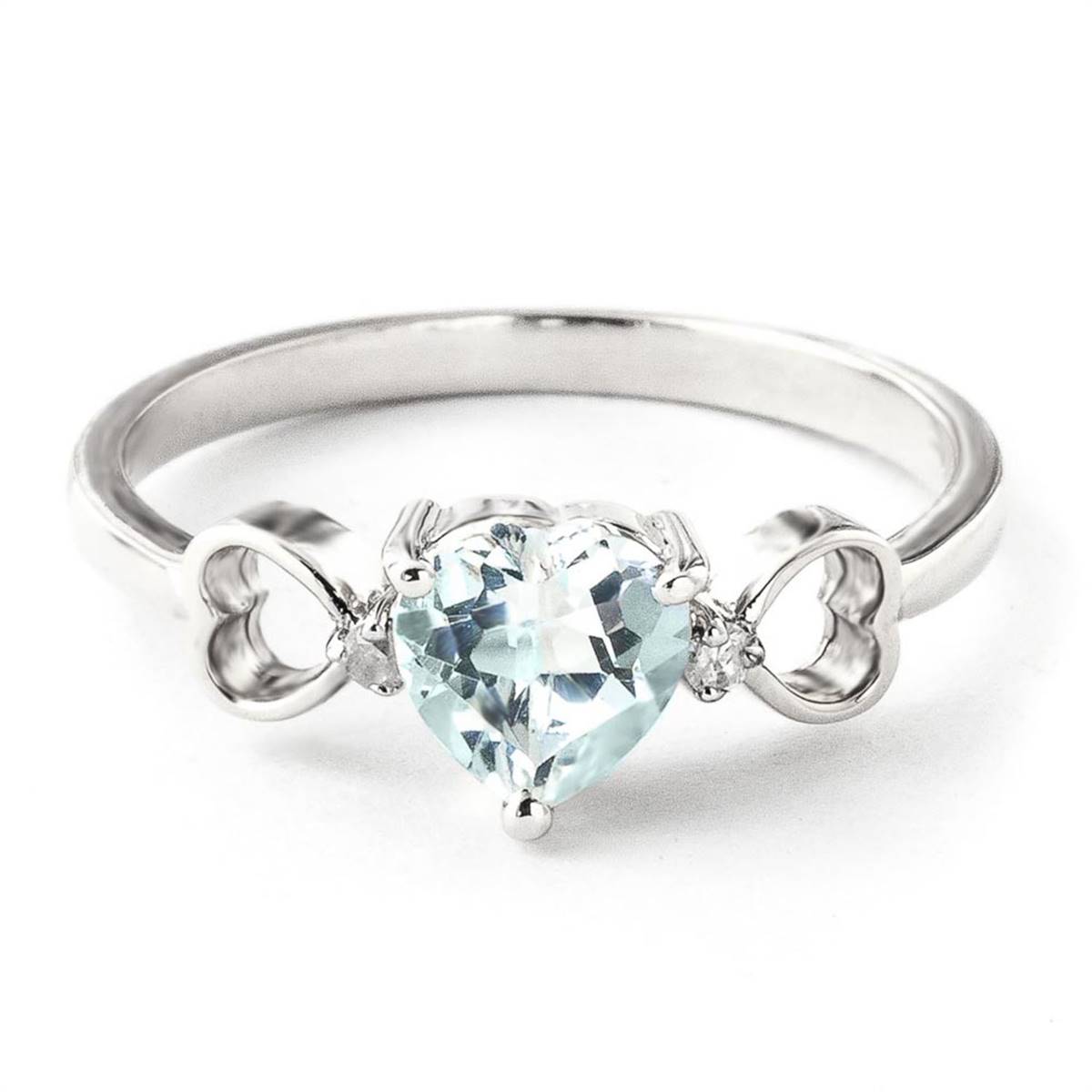 0.96 Carat 14K Solid White Gold Precious Illusions Aquamarine Diamond Ring