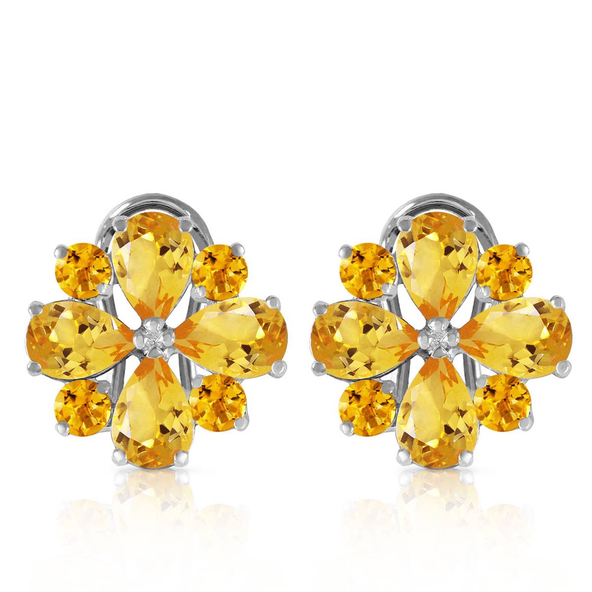 4.85 Carat 14K Solid White Gold Love Accents Citrine Earrings