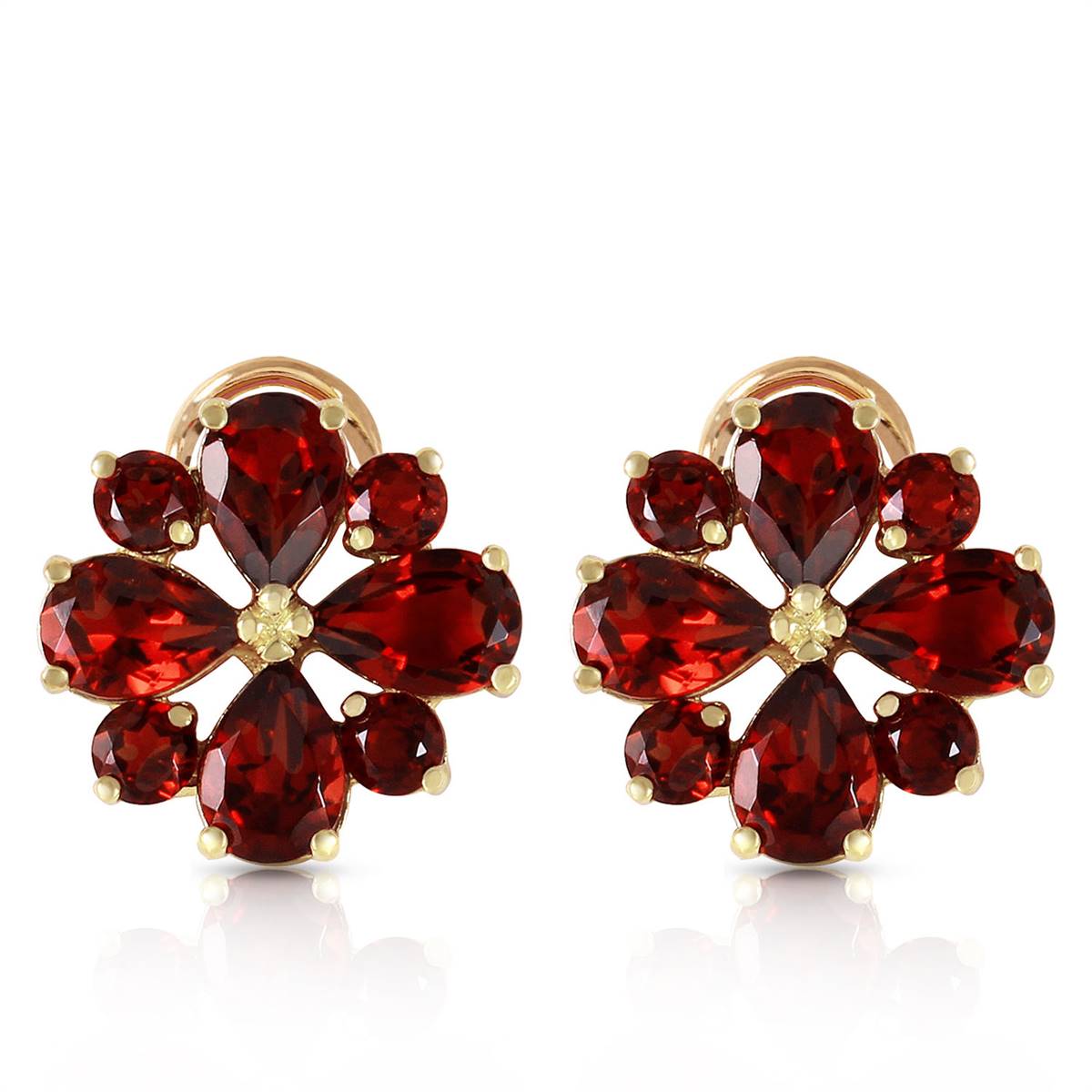 4.85 Carat 14K Solid Yellow Gold Fiore Garnet Earrings