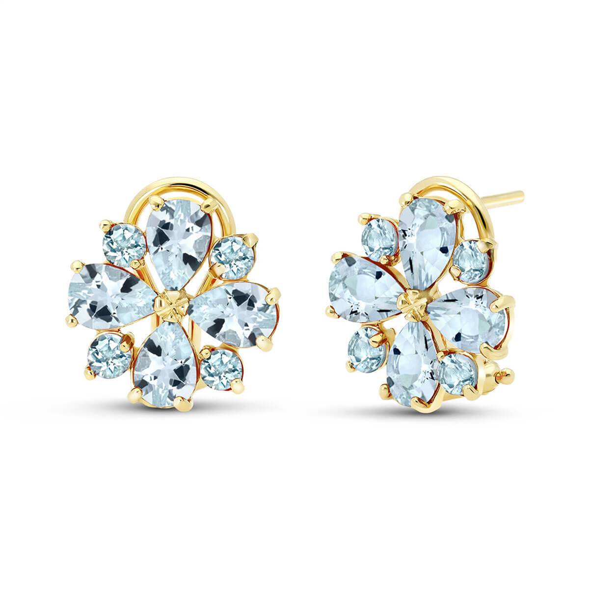 4.85 Carat 14K Solid Yellow Gold French Clips Earrings Natural Aquamarine