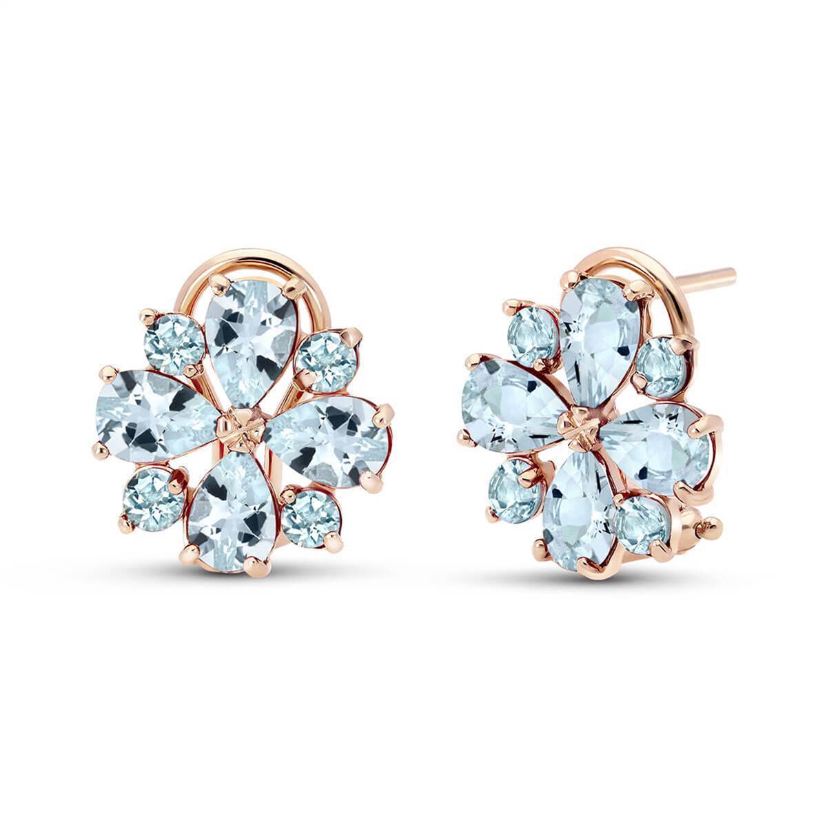 4.85 Carat 14K Solid Rose Gold French Clips Earrings Natural Aquamarine
