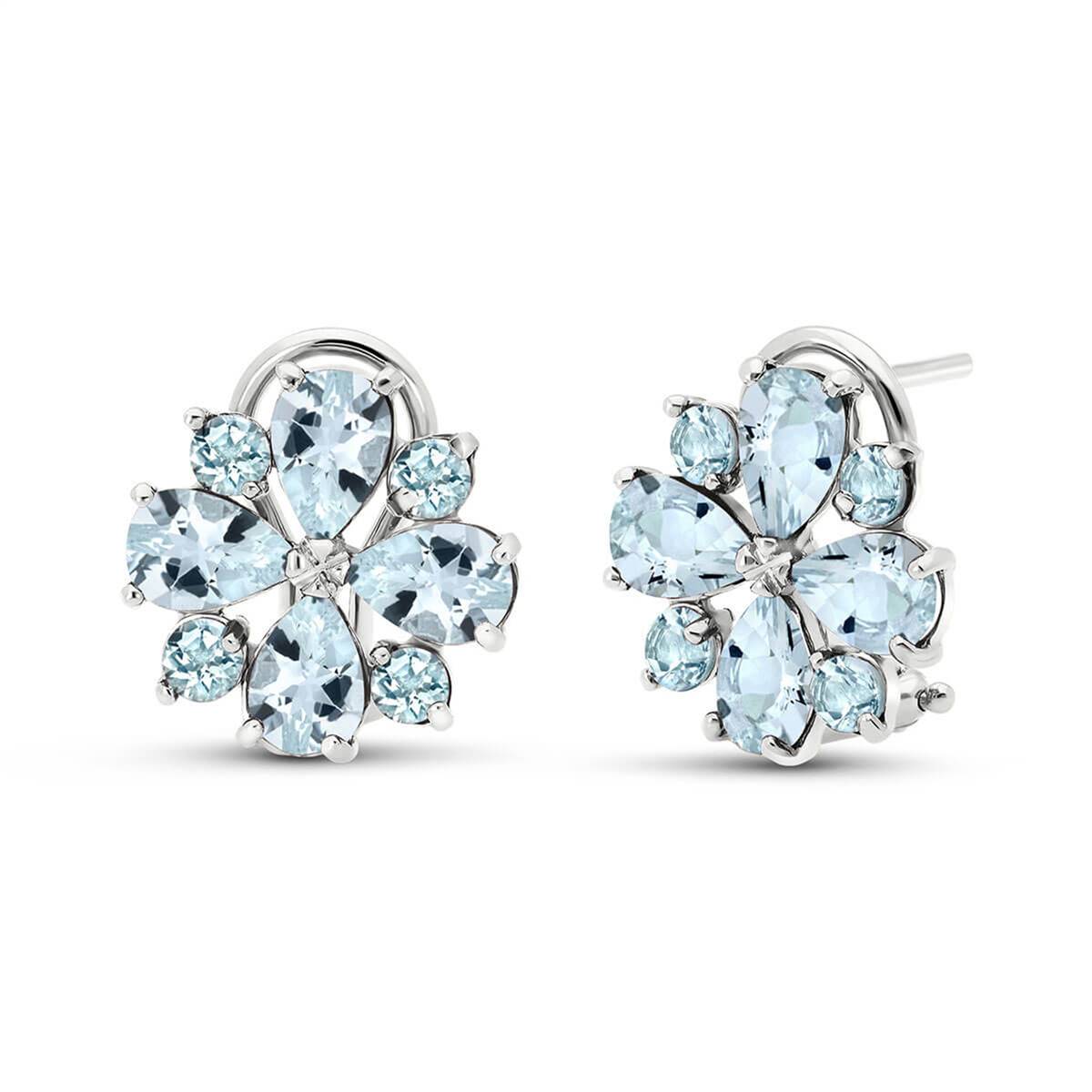 4.85 Carat 14K Solid White Gold French Clips Earrings Natural Aquamarine