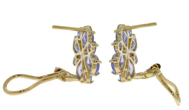 4.85 Carat 14K Solid Yellow Gold French Clips Earrings Natural Tanzanite