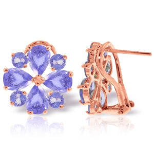 4.85 Carat 14K Solid Rose Gold French Clips Earrings Natural Tanzanite