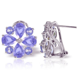 4.85 Carat 14K Solid White Gold French Clips Earrings Natural Tanzanite