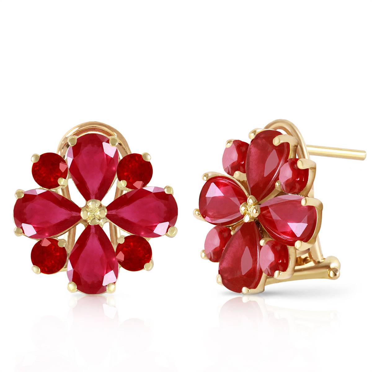 4.85 Carat 14K Solid Yellow Gold French Clips Earrings Natural Ruby
