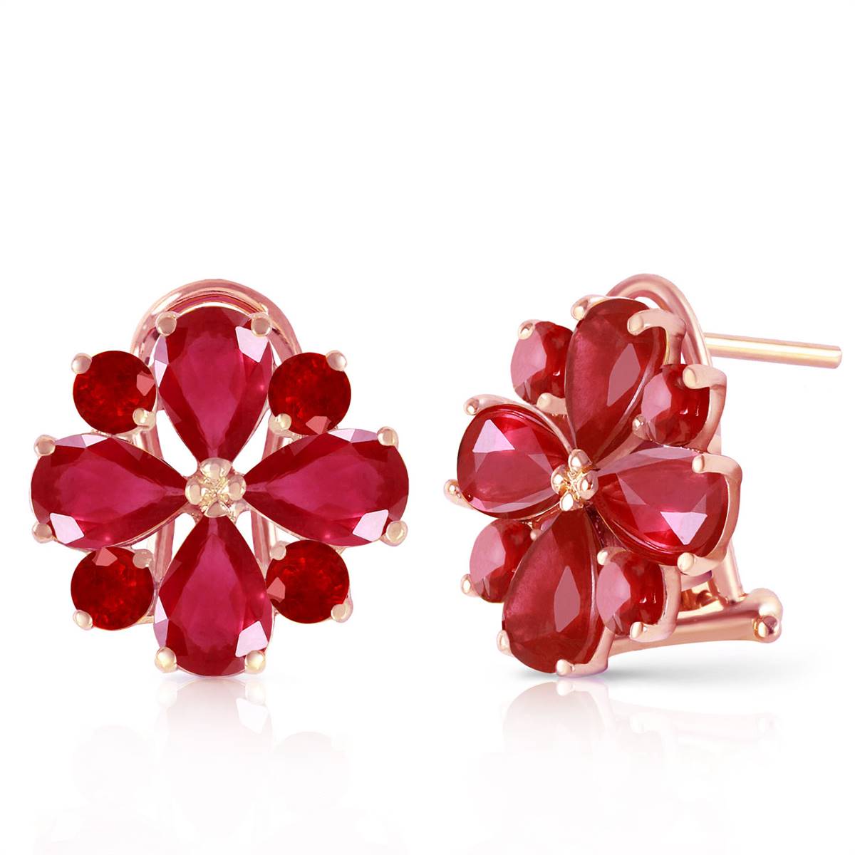 4.85 Carat 14K Solid Rose Gold French Clips Earrings Natural Ruby
