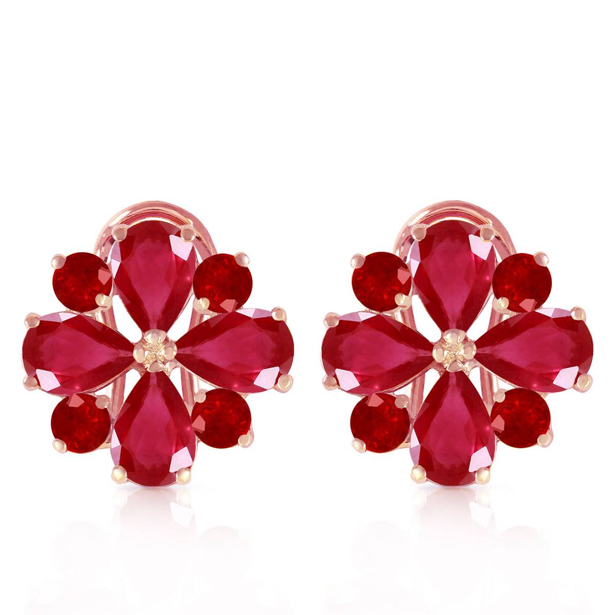 4.85 Carat 14K Solid Rose Gold French Clips Earrings Natural Ruby