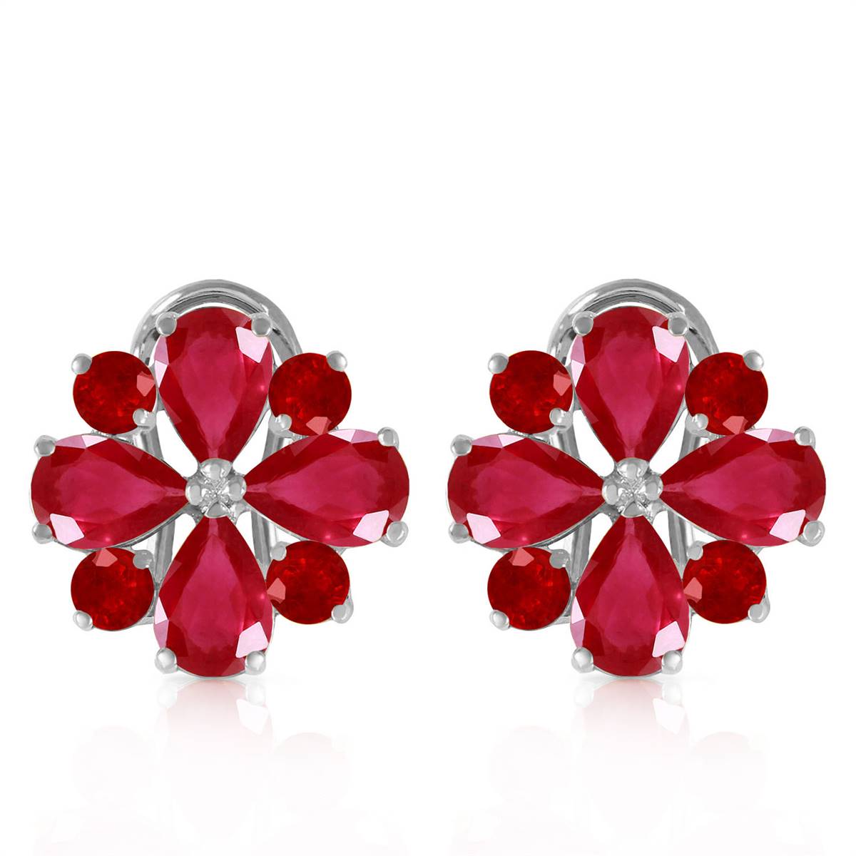 4.85 Carat 14K Solid White Gold French Clips Earrings Natural Ruby