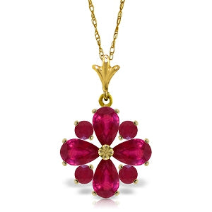 2.23 Carat 14K Solid Yellow Gold Rose In His Heart Ruby Necklace