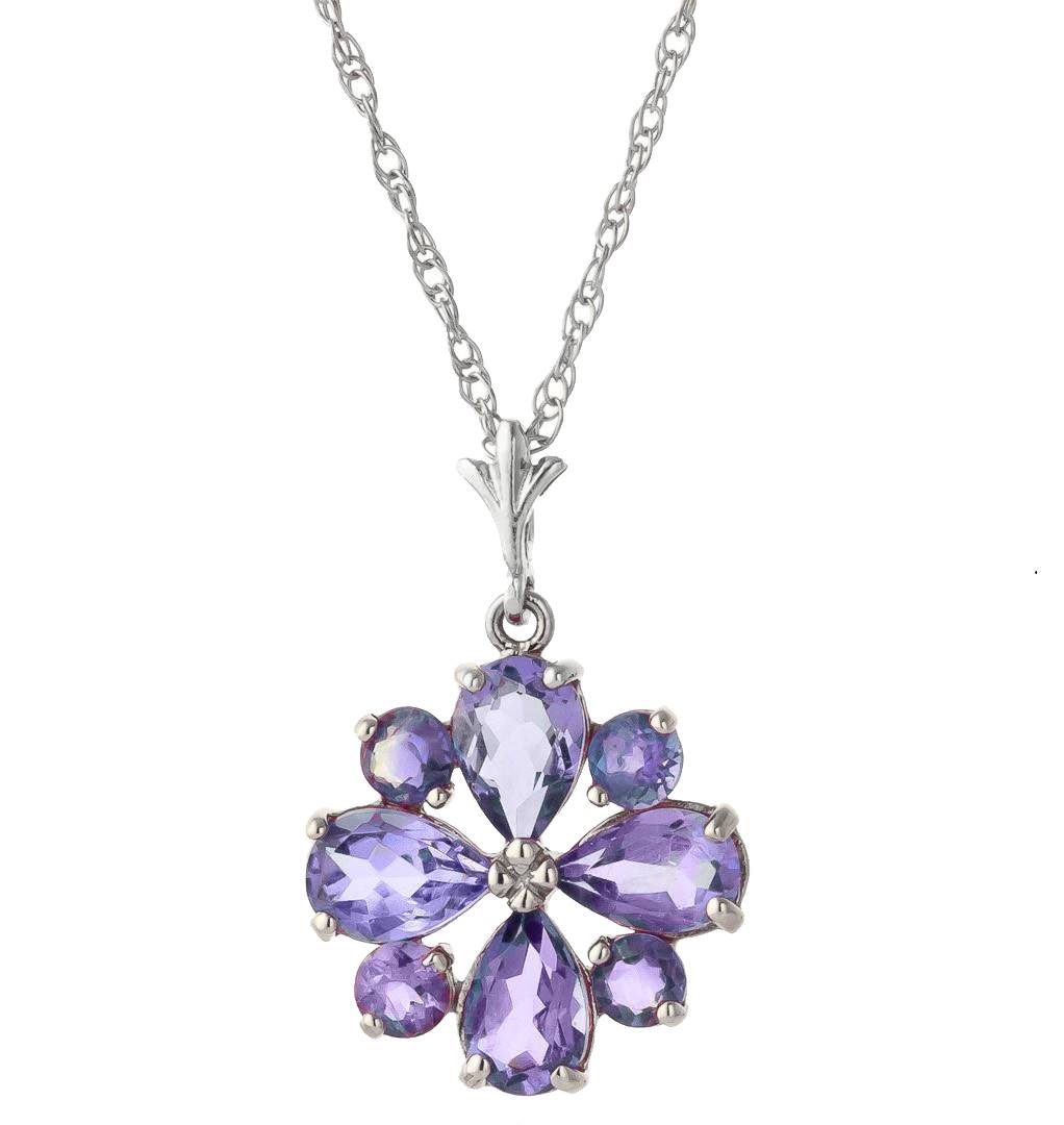 2.43 Carat 14K Solid White Gold Tanzanite Necklace Pressed Against You