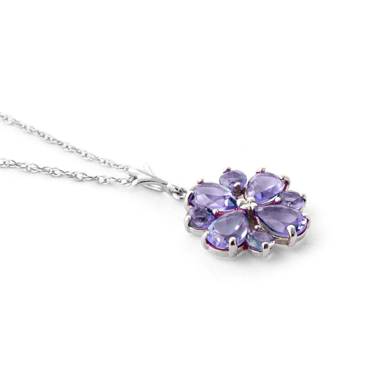 2.43 Carat 14K Solid White Gold Tanzanite Necklace Pressed Against You