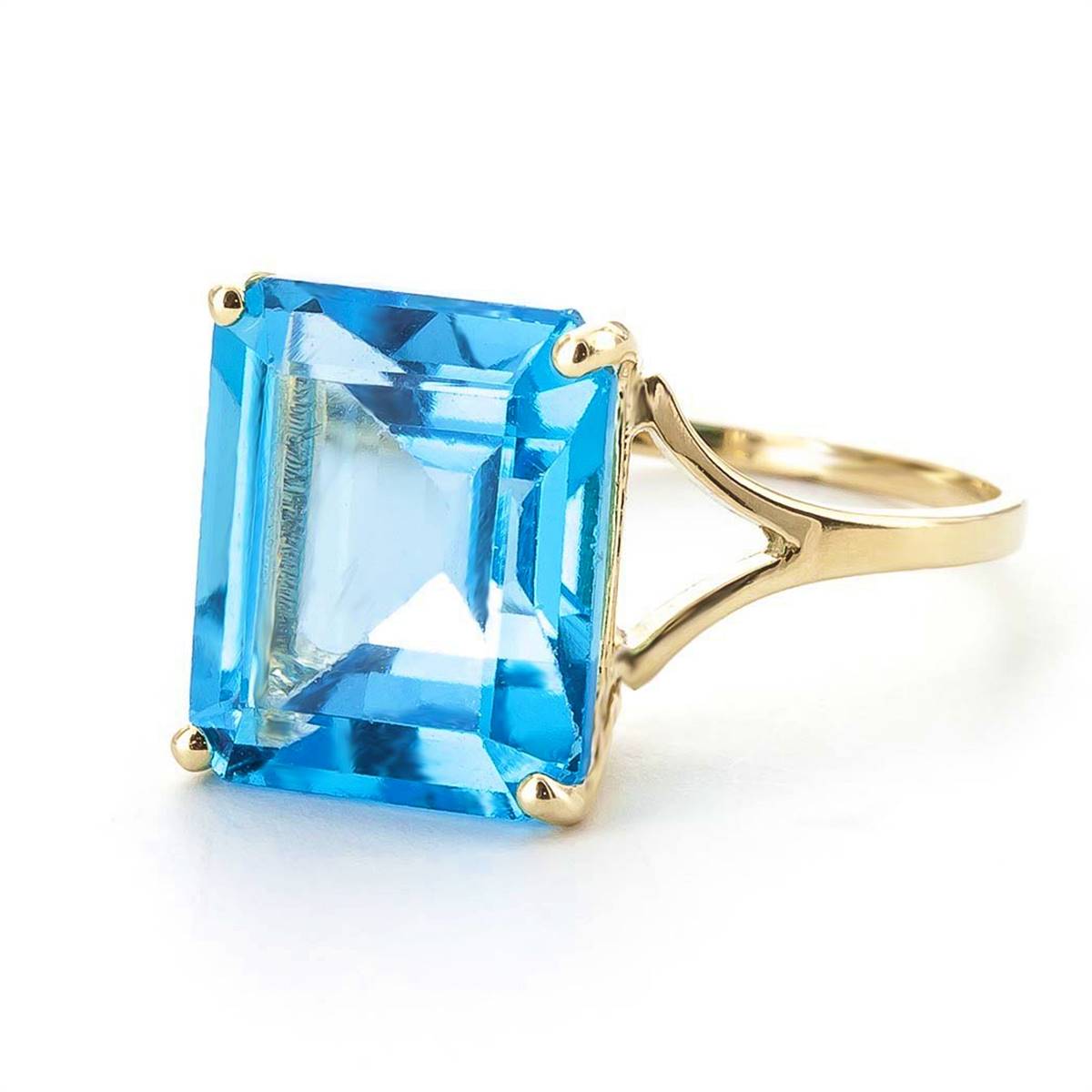 7 Carat 14K Solid Yellow Gold Ring Natural Octagon Blue Topaz
