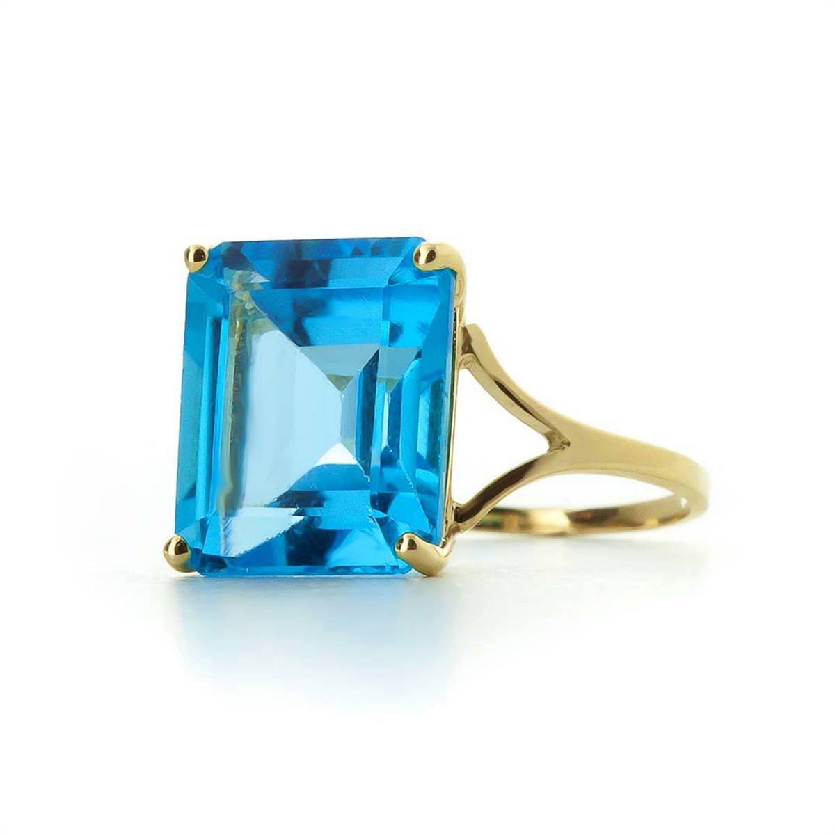 7 Carat 14K Solid Yellow Gold Ring Natural Octagon Blue Topaz