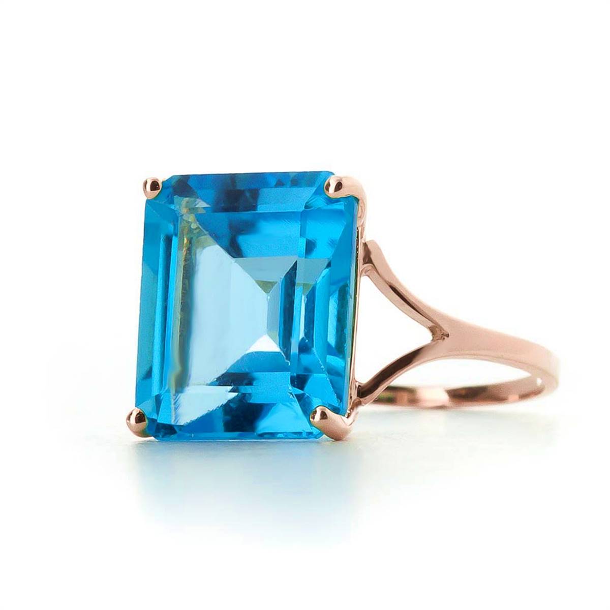 7 Carat 14K Solid Rose Gold Ring Natural Octagon Blue Topaz