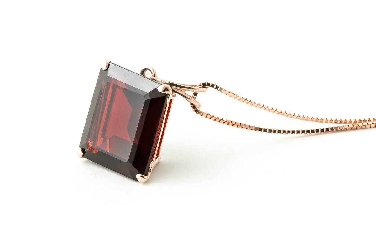 14K Solid Rose Gold Necklace w/ Octagon Garnet