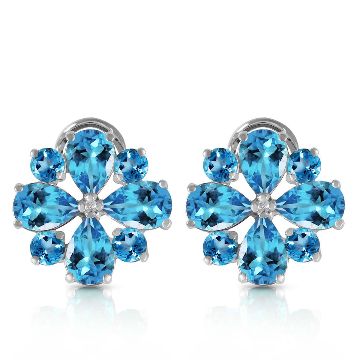 4.85 Carat 14K Solid White Gold Renowned Blue Topaz Earrings