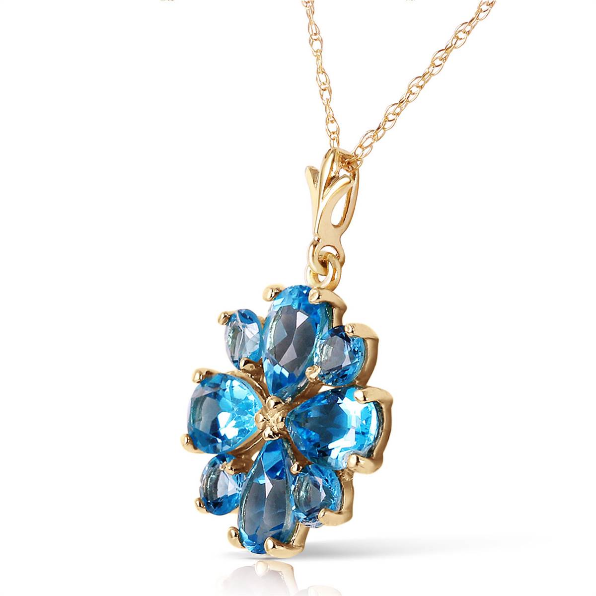 2.43 Carat 14K Solid Yellow Gold Beauvoire Blue Topaz Necklace