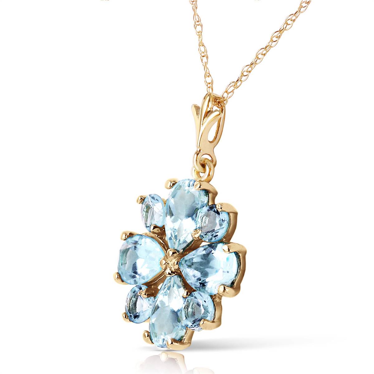 2.43 Carat 14K Solid Yellow Gold Cool Chic Aquamarine Necklace