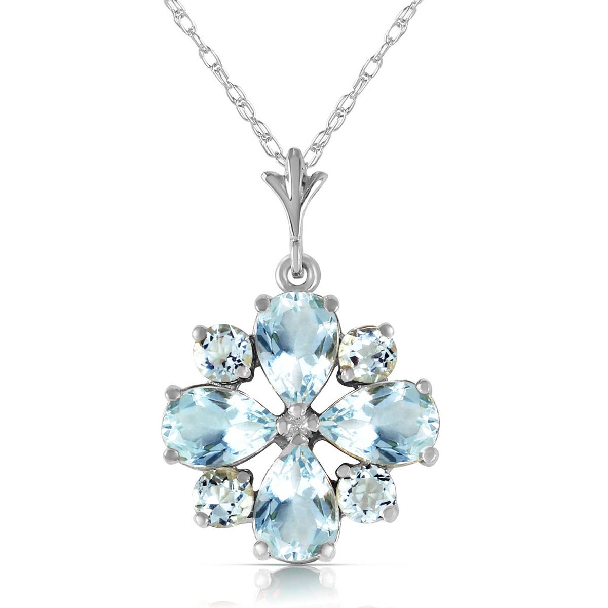 2.43 Carat 14K Solid White Gold Form Of Flattery Aquamarine Necklace