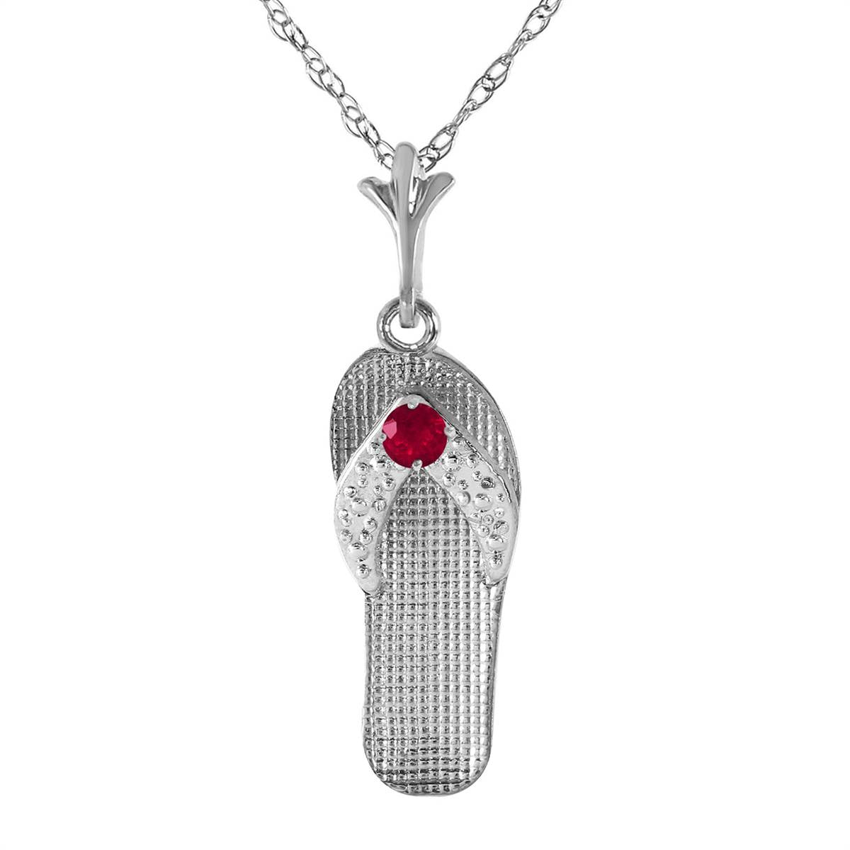 0.15 Carat 14K Solid White Gold Shoes Necklace Natural Ruby