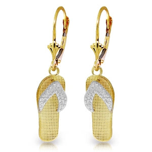 14K Solid Yellow Gold Shoes Leverback Earrings