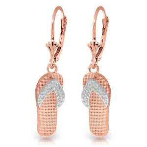 14K Solid Rose Gold Shoes Leverback Earrings