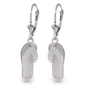 14K Solid White Gold Shoes Leverback Earrings