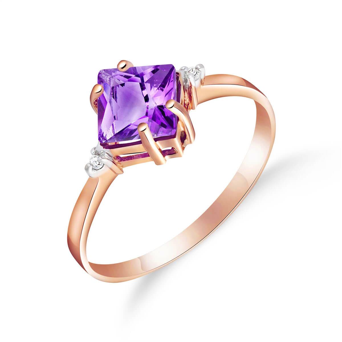 1.77 Carat 14K Solid Rose Gold Espirit Amethyst Diamond Ring