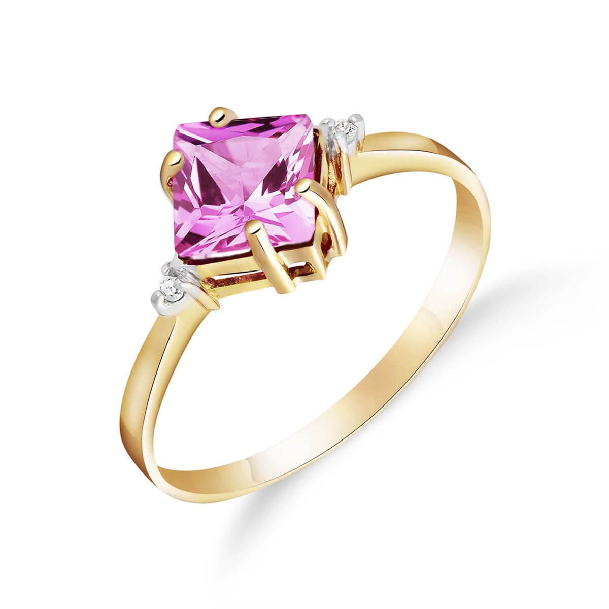 1.77 Carat 14K Solid Yellow Gold Take A Chance Pink Topaz Diamond Ring