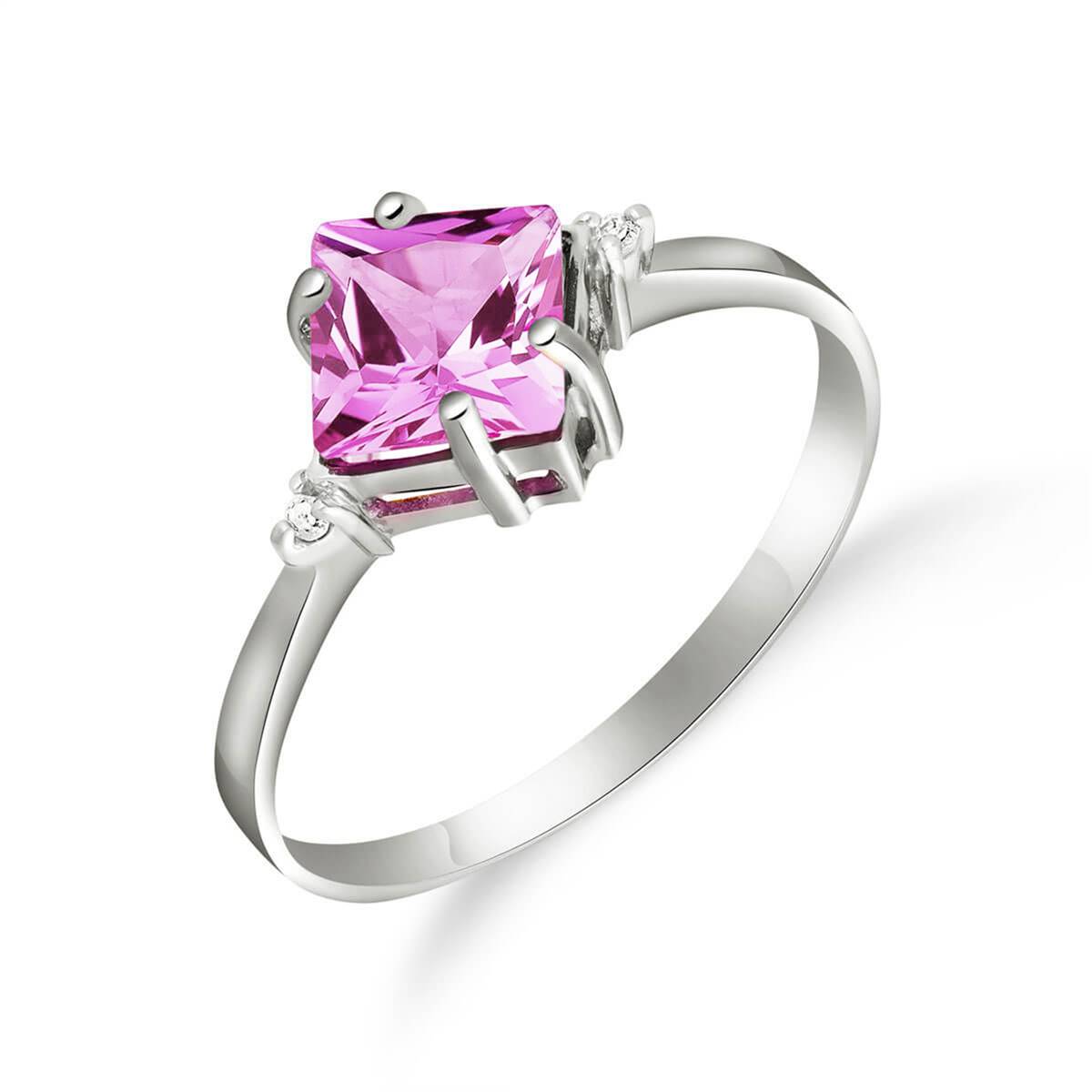 1.77 Carat 14K Solid White Gold Morning Song Pink Topaz Diamond Ring