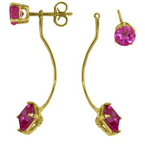 4.15 Carat 14K Solid Yellow Gold Riddled Love Pink Topaz Earrings