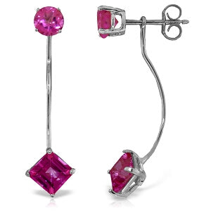 4.15 Carat 14K Solid White Gold Point Of Ecstasy Pink Topaz Earrings