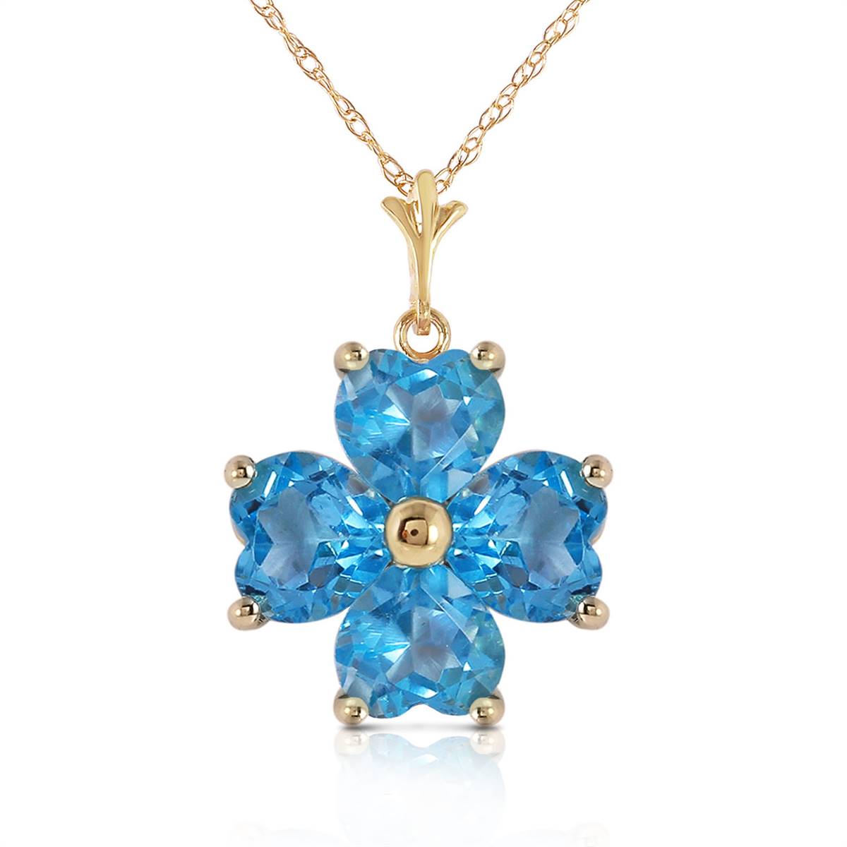 3.8 Carat 14K Solid Yellow Gold Catch Me Blue Topaz Necklace