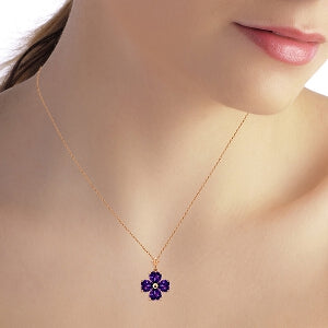 3.8 Carat 14K Solid Rose Gold Heart Cluster Amethyst Necklace