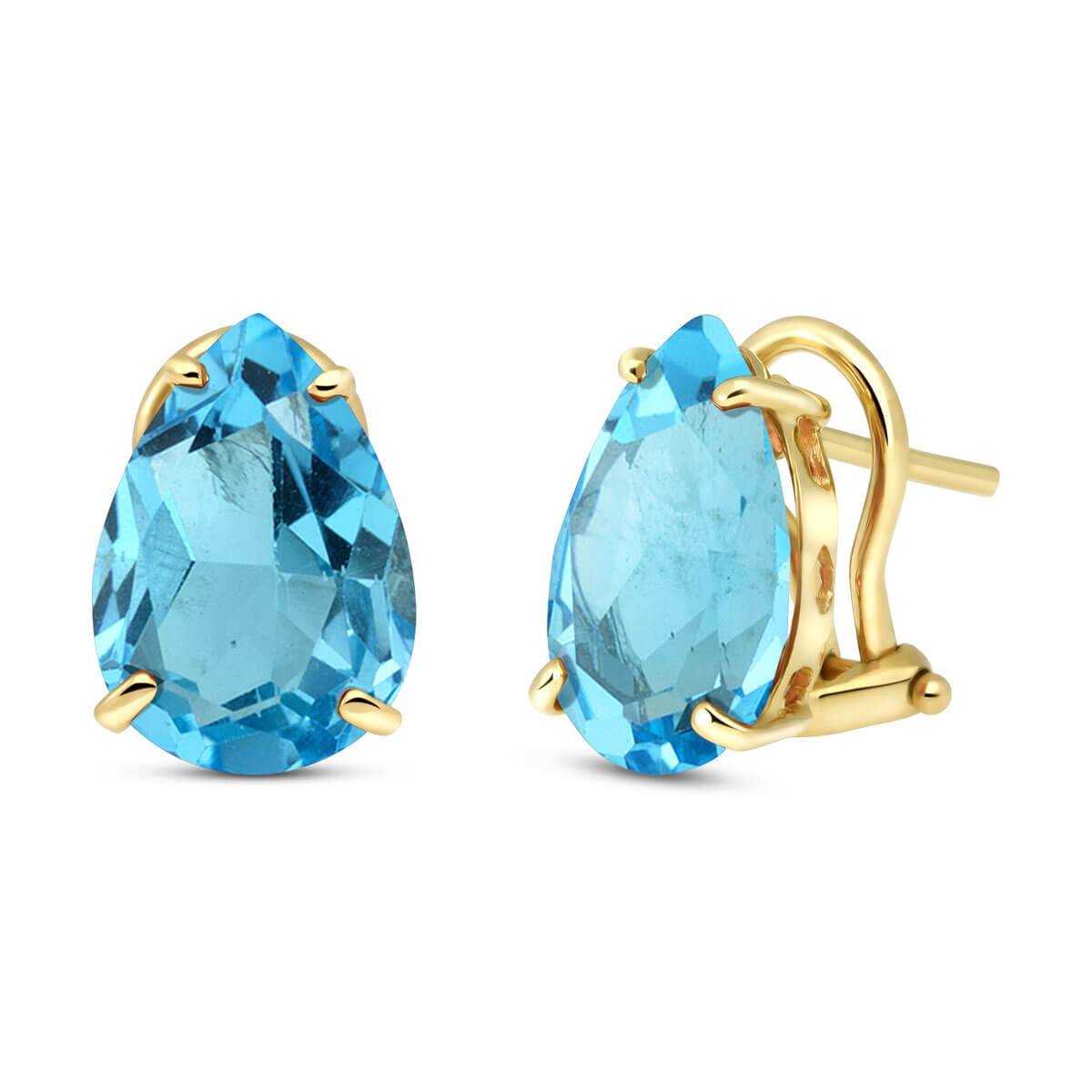 10 Carat 14K Solid Yellow Gold Inspiration Blue Topaz Earrings